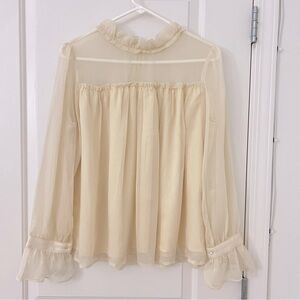 Momonaco chiffon lace blouse in cream color sz L